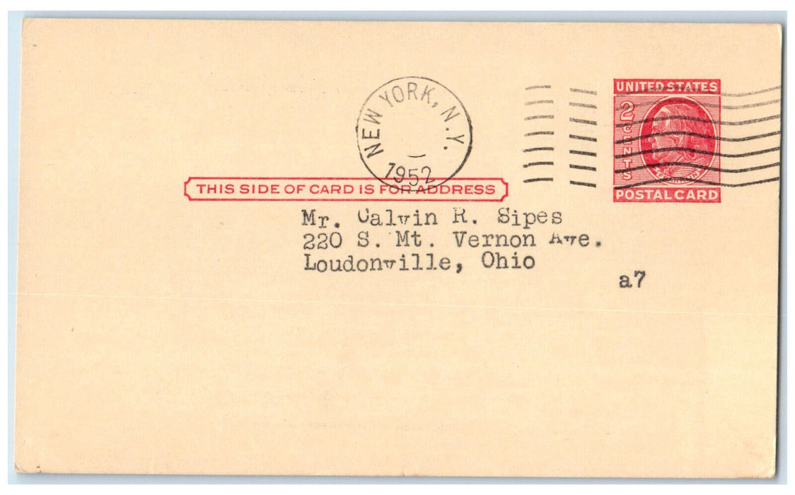 1952 S Serebrakian 300 Lots Rarities Selling New York City NY Postal Card