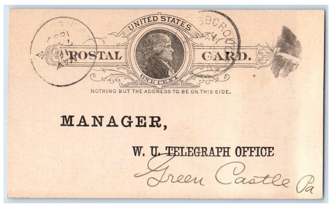 1890 Western Union Telegraph Co. Waynesboro Pennsylvania PA Postcard