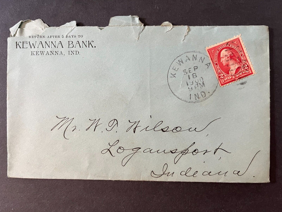 1900 Kewanna Bank Kewanna Indiana To Logansport AD Toner 2 Cent Cover