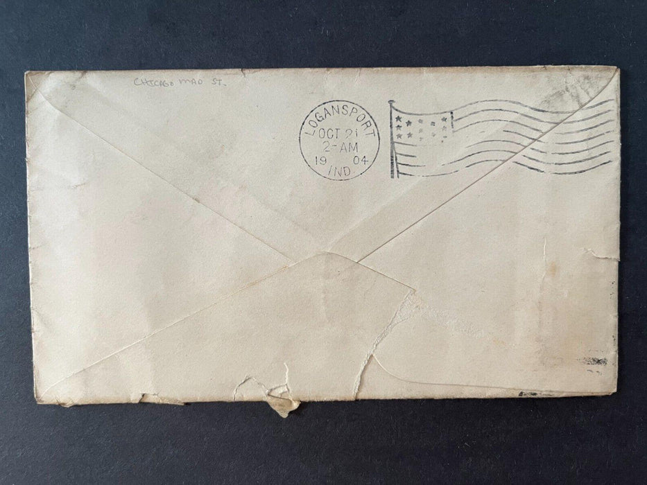 1904 Mr. Wilson Chicago Mad St. Illinois Logansport Indiana Duplex Cancel Cover