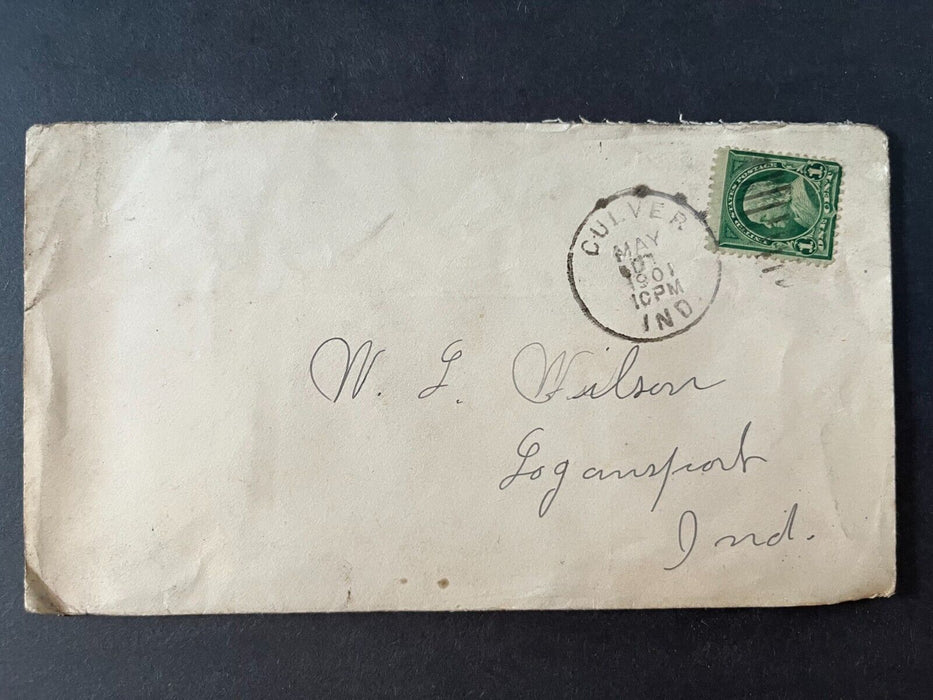 1901 Mr. Wilson Culver Indiana To Logansport Duplex Cancel 1 Cent Cover