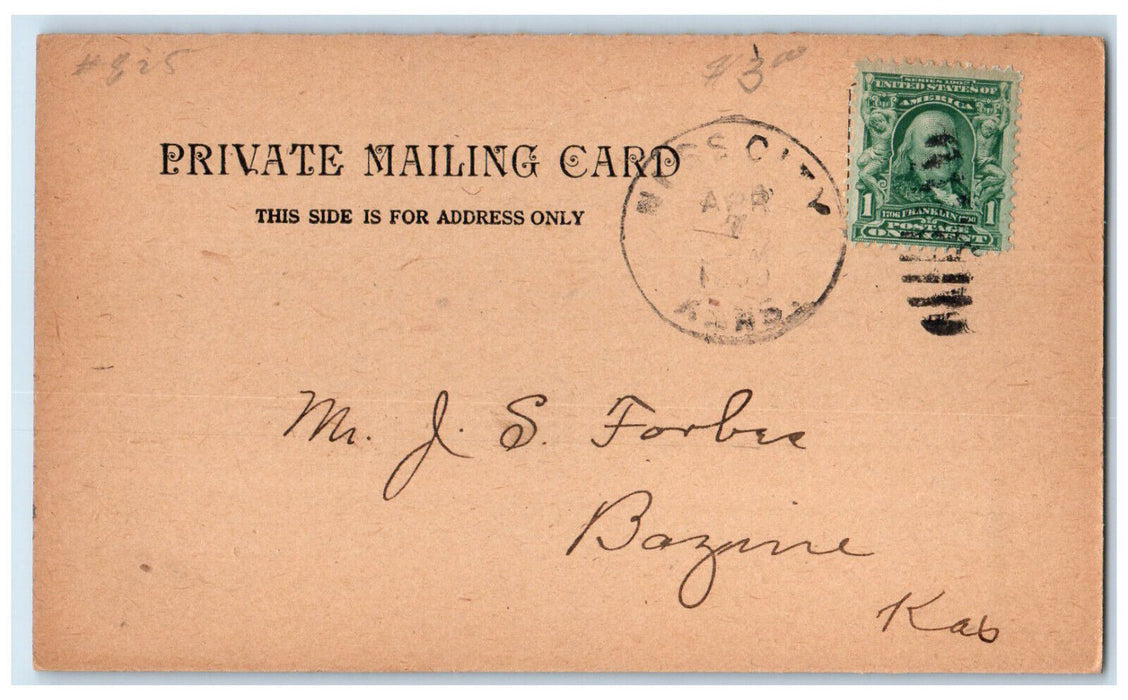 1909 Citizens National Bank Ness City Kansas KS Antique Postal Card