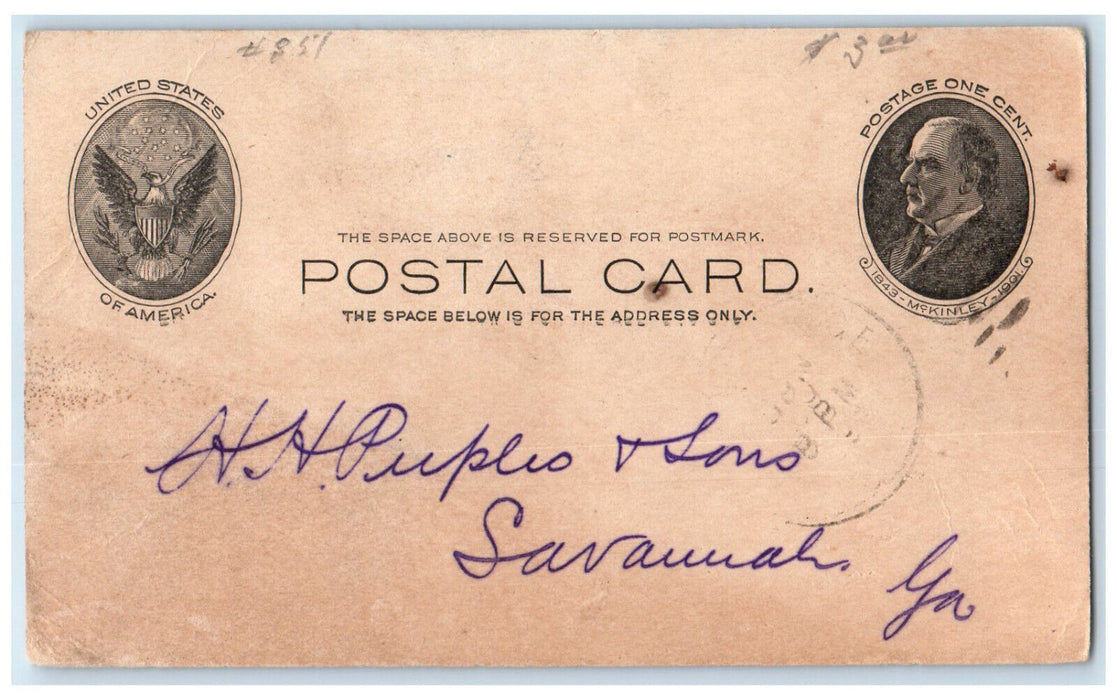 1903 Ordering Wire Kwilecki Bainbridge Savannah Georgia GA Postal Card