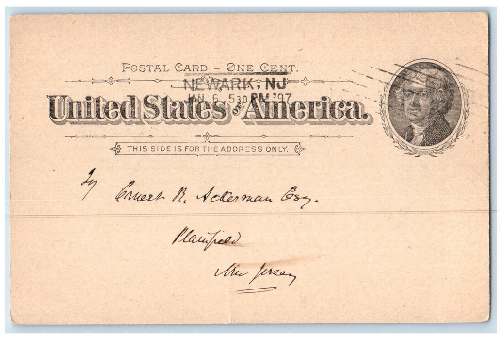 1897 Meeting Revolutionary Memorial Society Somerville NJ Plainfield Postal Card