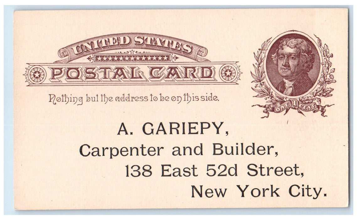 c1950's A Gariepy Carpenter and Builder New York City New York NY Postal Card