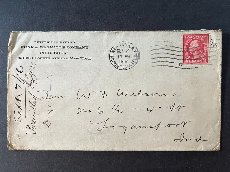 1916 Funk & Wagnalls Company Publishers New York Logansport Indiana 2 Cent Cover