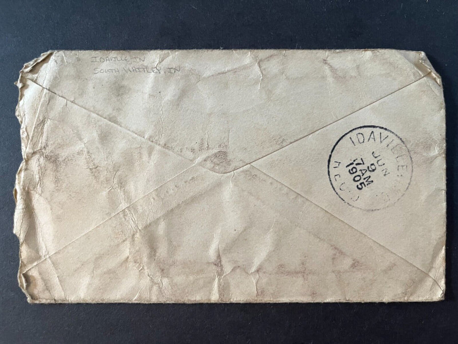 1905 Mr. Gray South Whitley Indiana To Idaville Duplex Cancel 2 Cent Cover