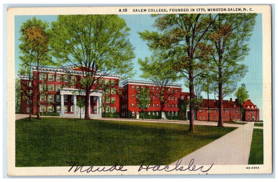 c1940 Salem College Founded Winston Exterior Field Salem North Carolina Postcard