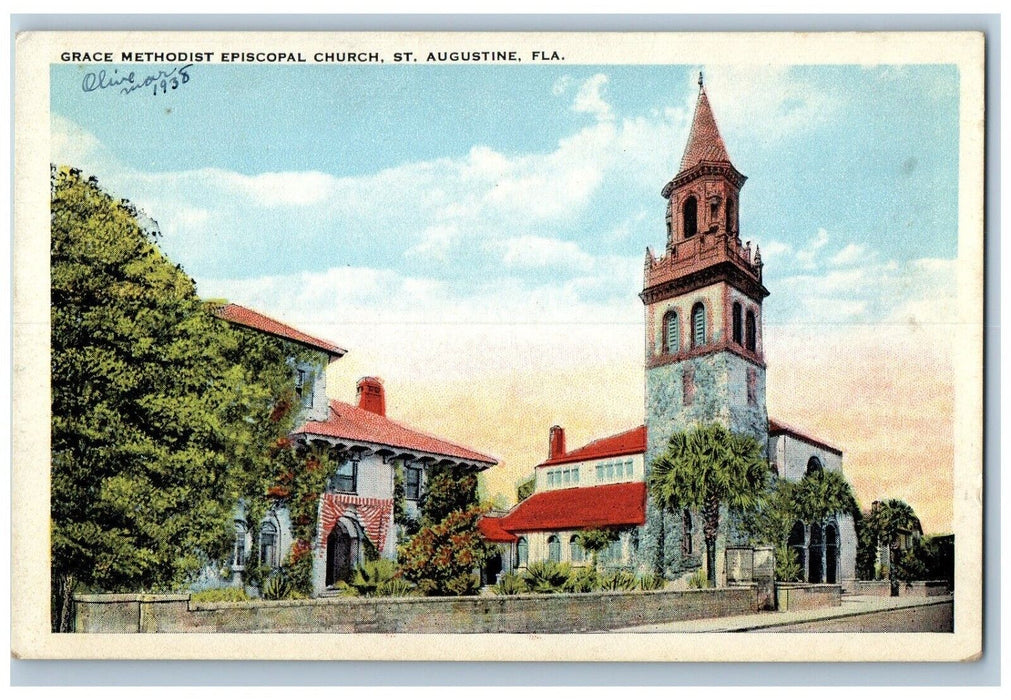 c1920 Exterior Grace Methodist Episcopal Church St Augustine Florida FL Postcard