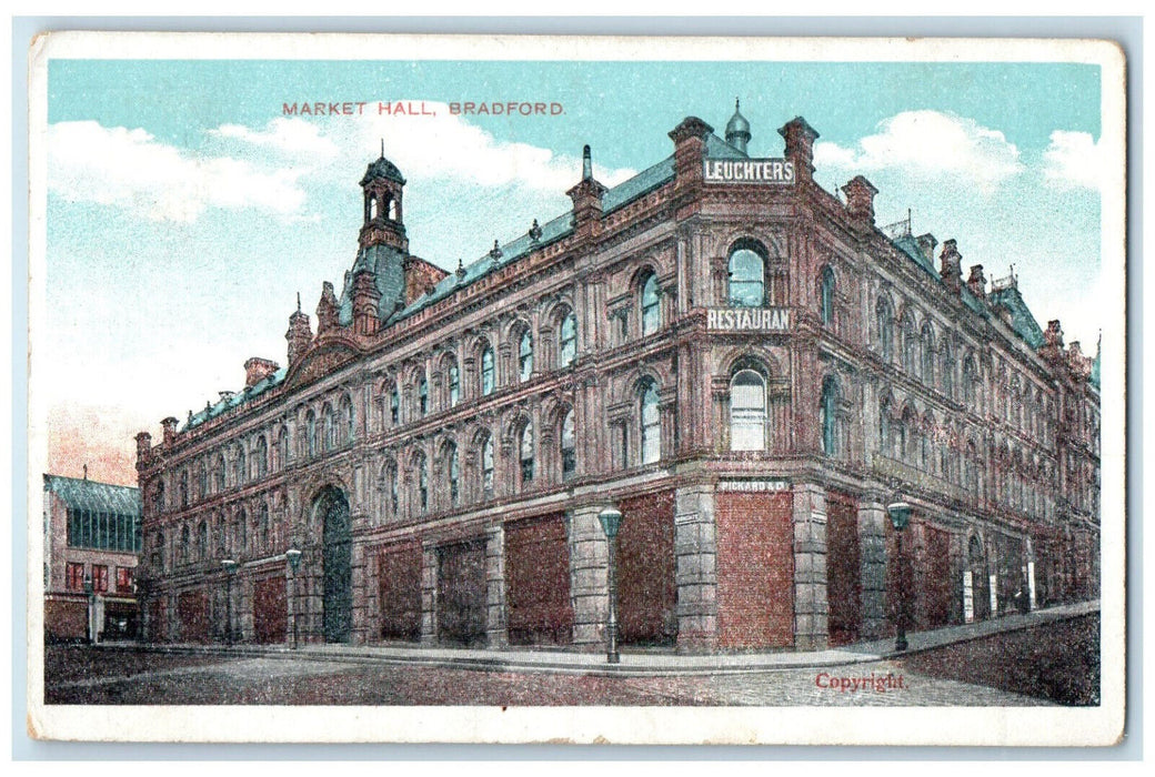 1909 Leuchters Building Market Hall Bradford England Antique Postcard