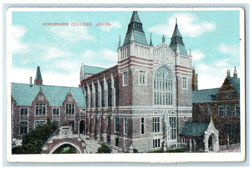 1909 Building of Yorkshire College Leeds England Brady NE Antique Postcard