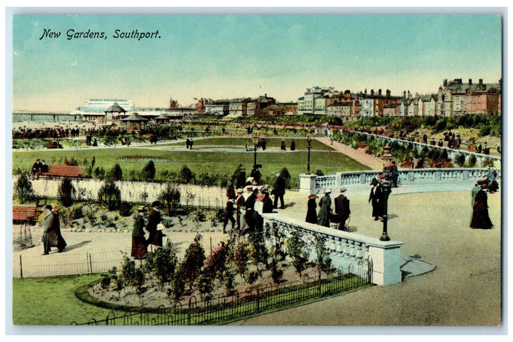 c1910 New Gardens Southport Merseyside England Unposted Antique Postcard