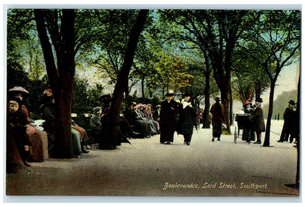 c1910 Boulevardes Lord Street Southport Merseyside England Antique Postcard