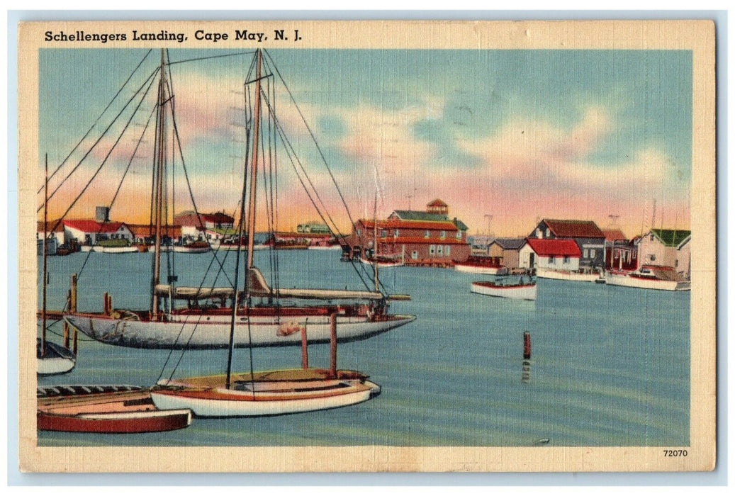 1943 Schellengers Landing Sailboat Cape May New Jersey Vintage Antique Postcard