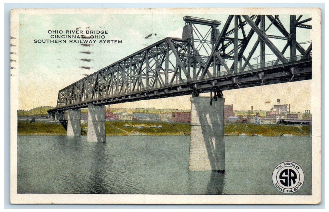 1923 Ohio River Bridge Cincinnati Ohio Southern Railway System Vintage Postcard