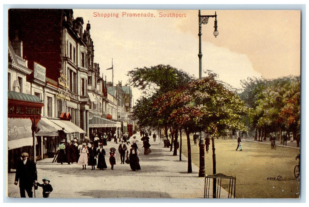 c1910 Shopping Promenade Southport Merseyside England Antique Postcard