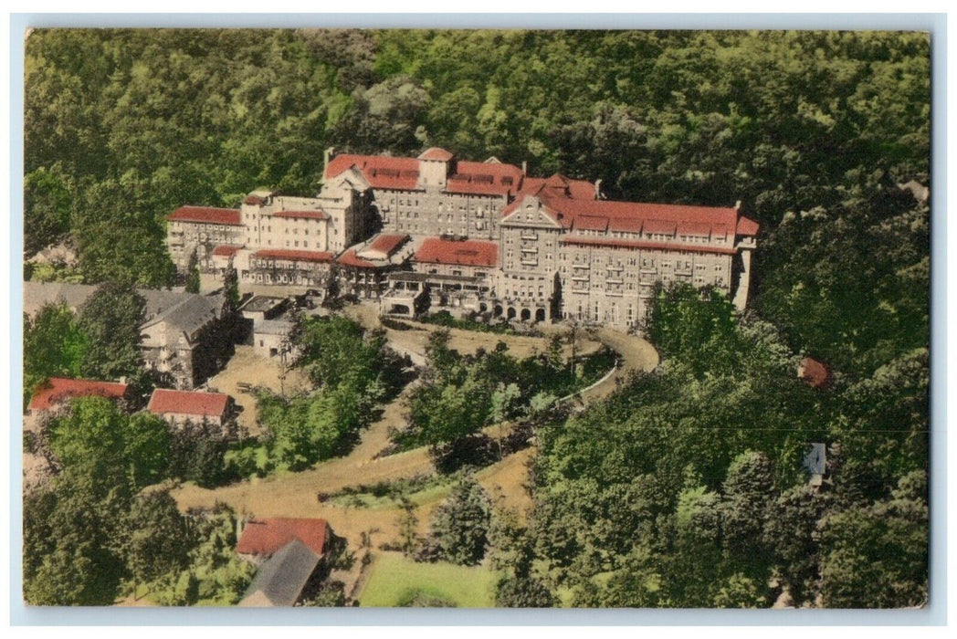 1941 Aerial View Inn Buck Hill Falls South Exterior Field Pennsylvania Postcard