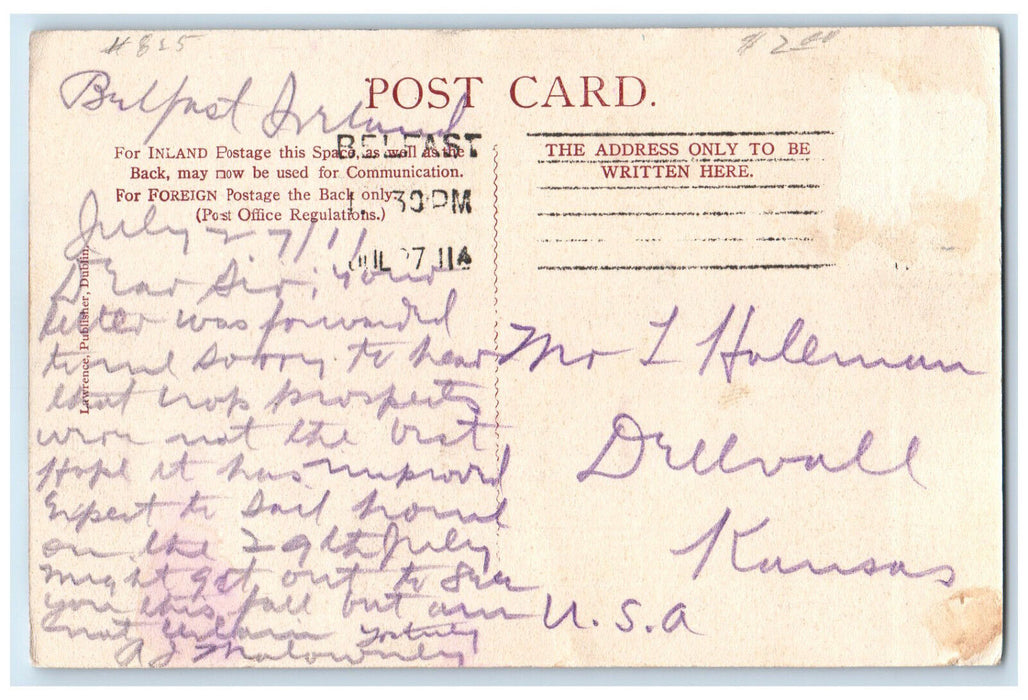 1911 Botanic Gardens Belfast Northern Ireland Antique Posted Postcard