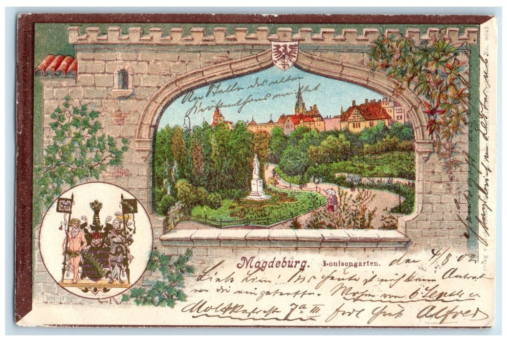 1902 Magdeburg Louisengarten Saxony-Anhalt Germany Antique Posted Postcard