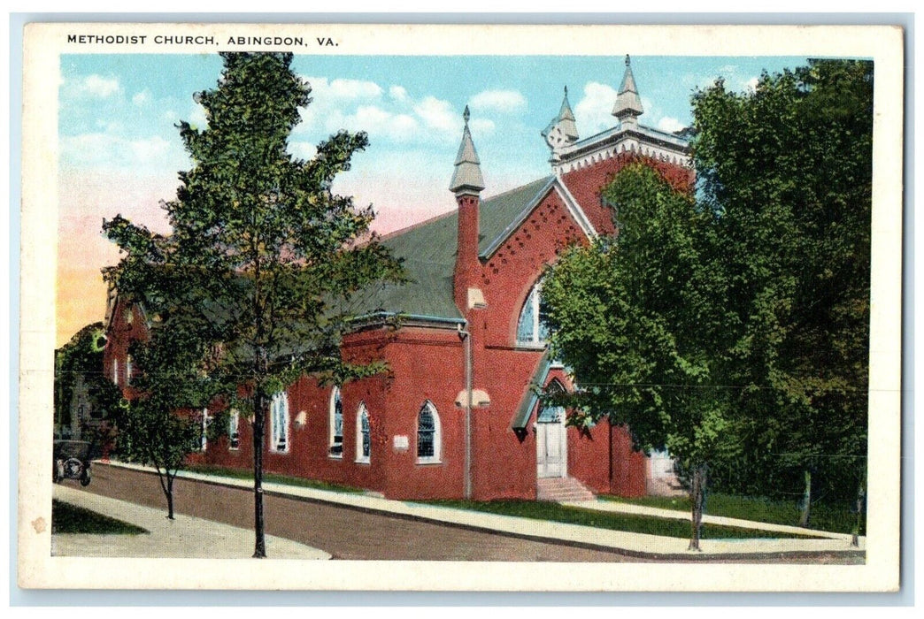 c1920 Methodist Church Chapel Exterior Building Road Abingdon Virginia Postcard