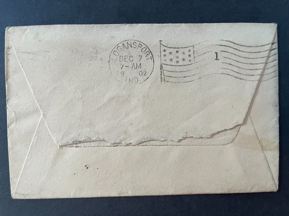 1902 Mr. Wilson Pasadena California Logansport Indiana Flag Cancel 2 Cent Cover