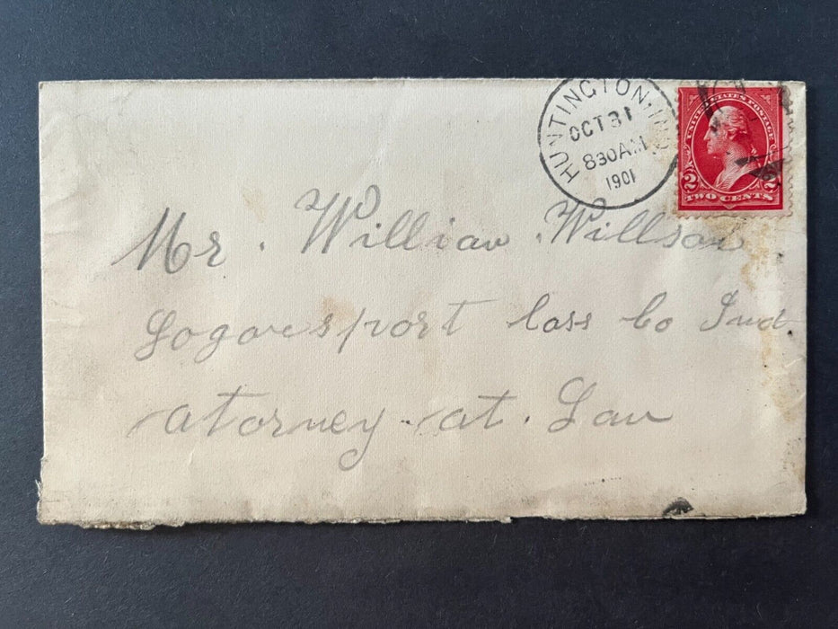 1901 Mr. Wilson Huntingdon Indiana Logansport Cass Co Duplex Cancel 2 Cent Cover