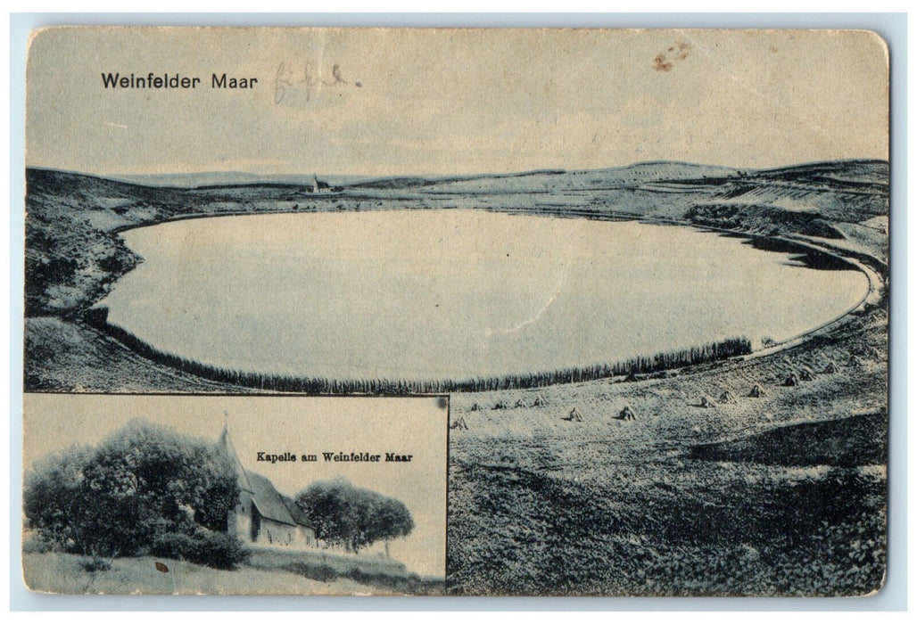 c1910 Chapel at the Weinfelder Maar (Totenmaar) Germany Multiview Postcard