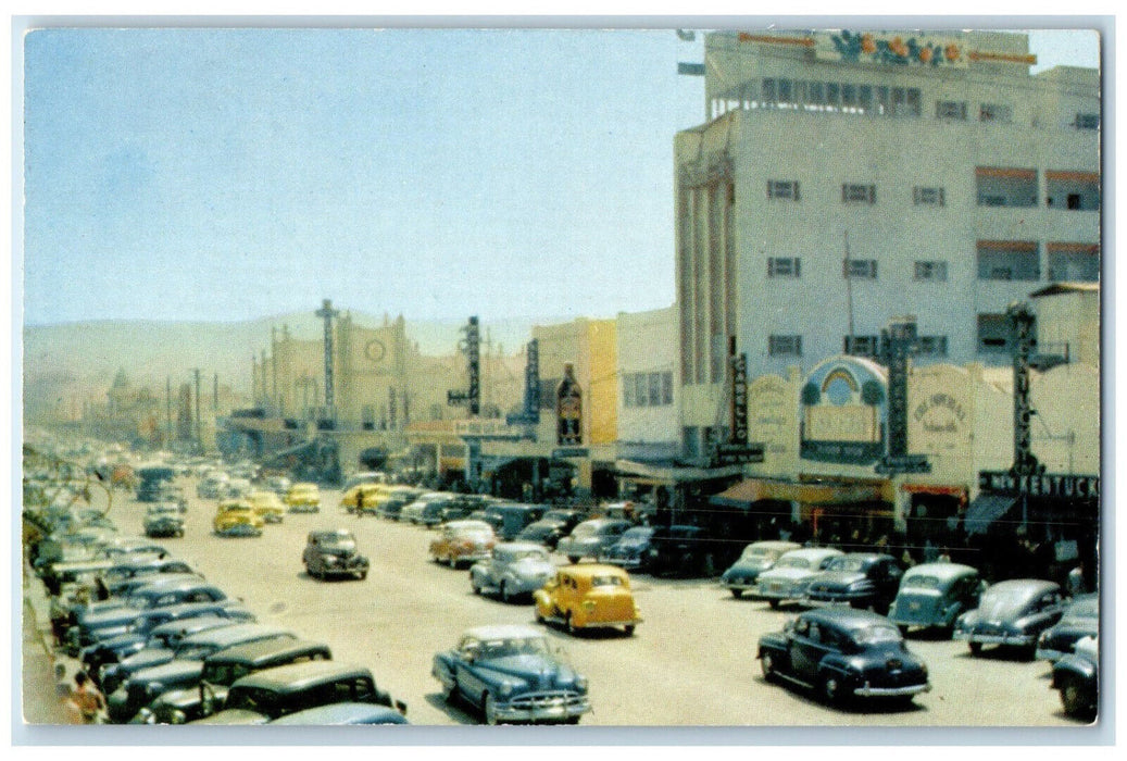 c1950's Avenida Revolucion Streen Scene Tijuana Mexico Vintage Postcard