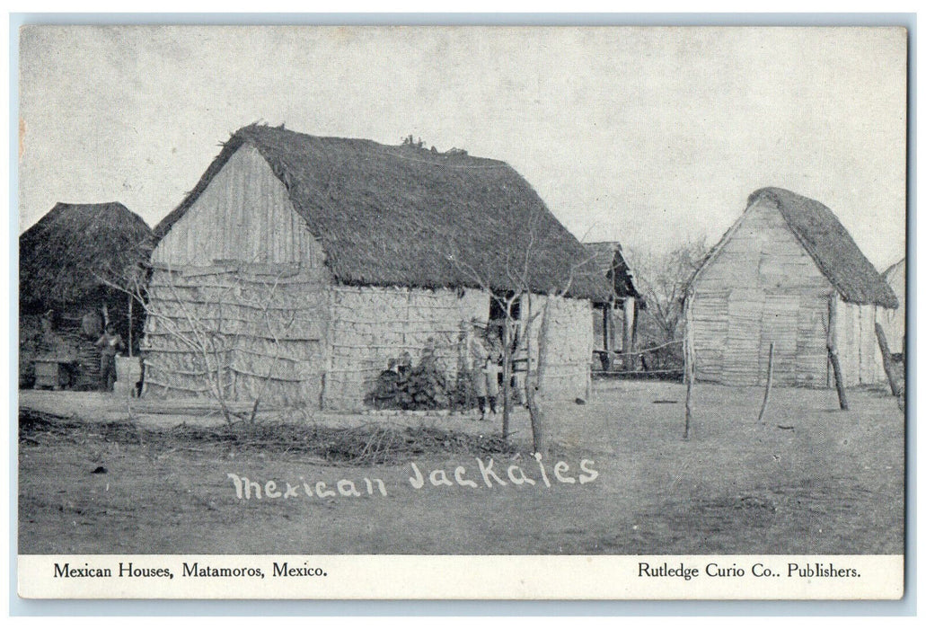 c1910 Mexican Houses Jackaies Curios Matamoros Mexico Unposted Postcard