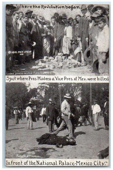 c1940's Revolution Began In Front of National Palace Mexico City Postcard