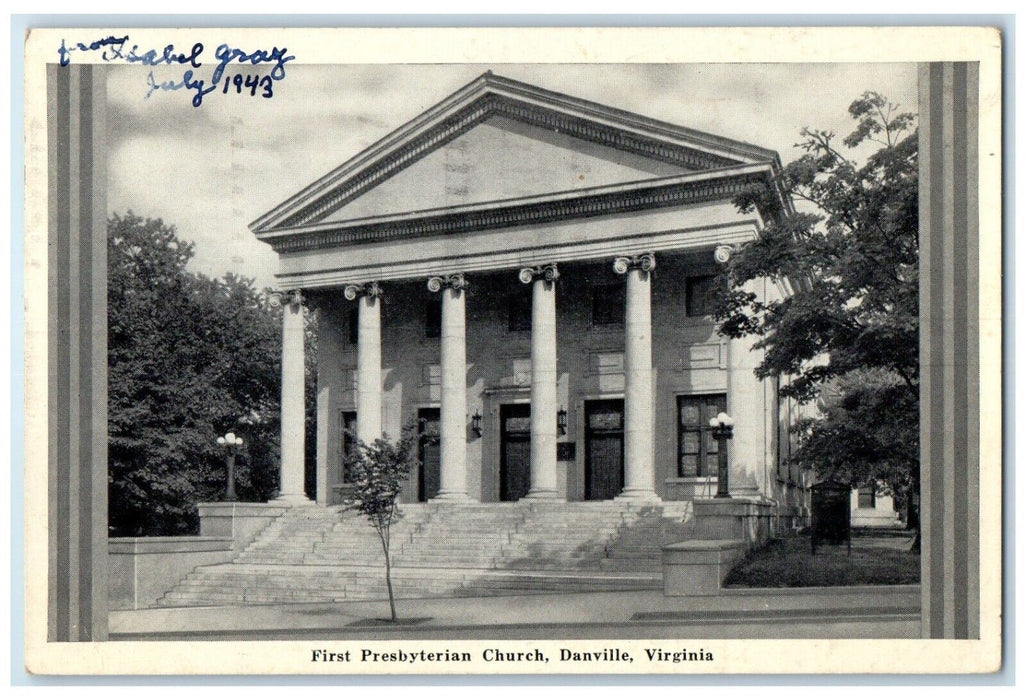 1943 First Presbyterian Church Chapel Danville Virginia Vintage Antique Postcard