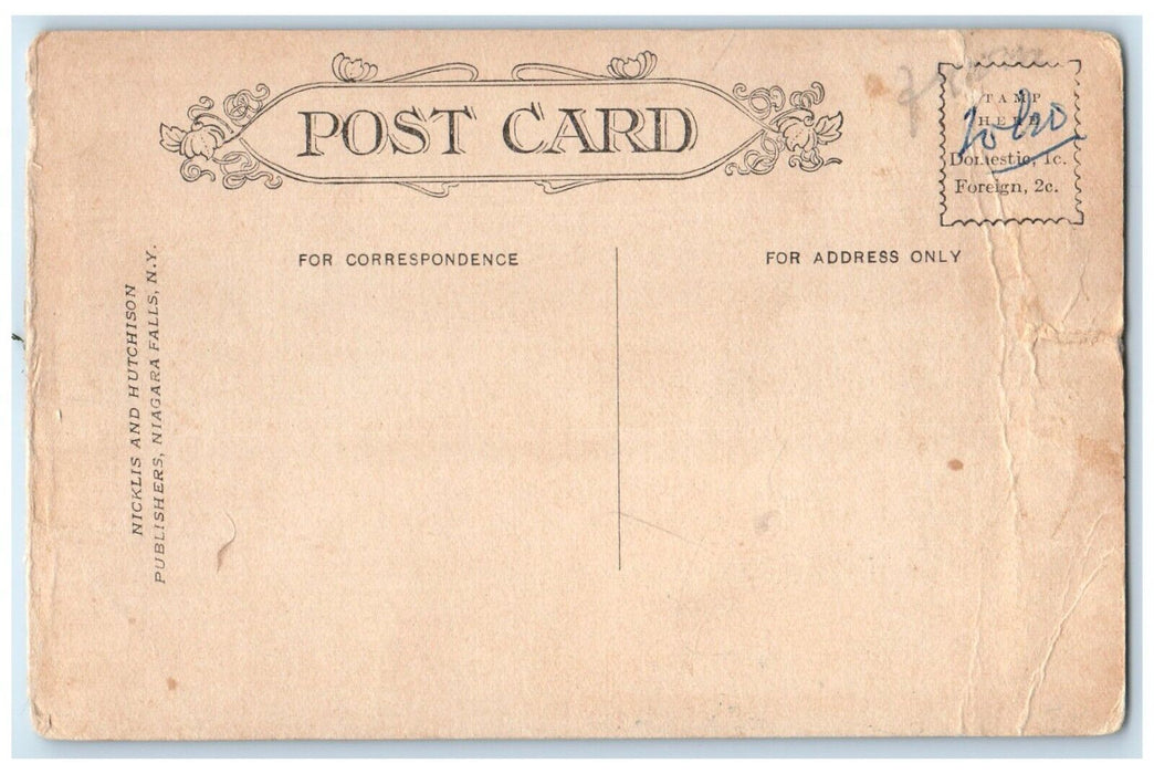 1910 Aerial Lewiston Devils Hole Brocks Monument Niagara Falls New York Postcard
