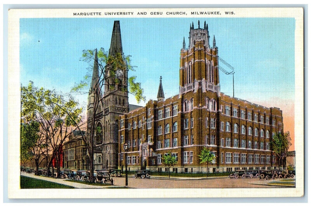 c1940 Marquette University Exterior Gesu Church Milwaukee Wisconsin WI Postcard