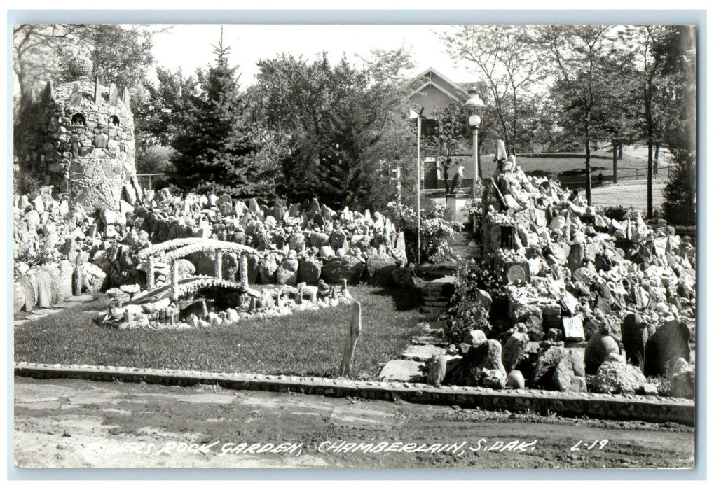 1946 Powers Rock Garden Chamberlain South Dakota SD RPPC Photo Vintage Postcard