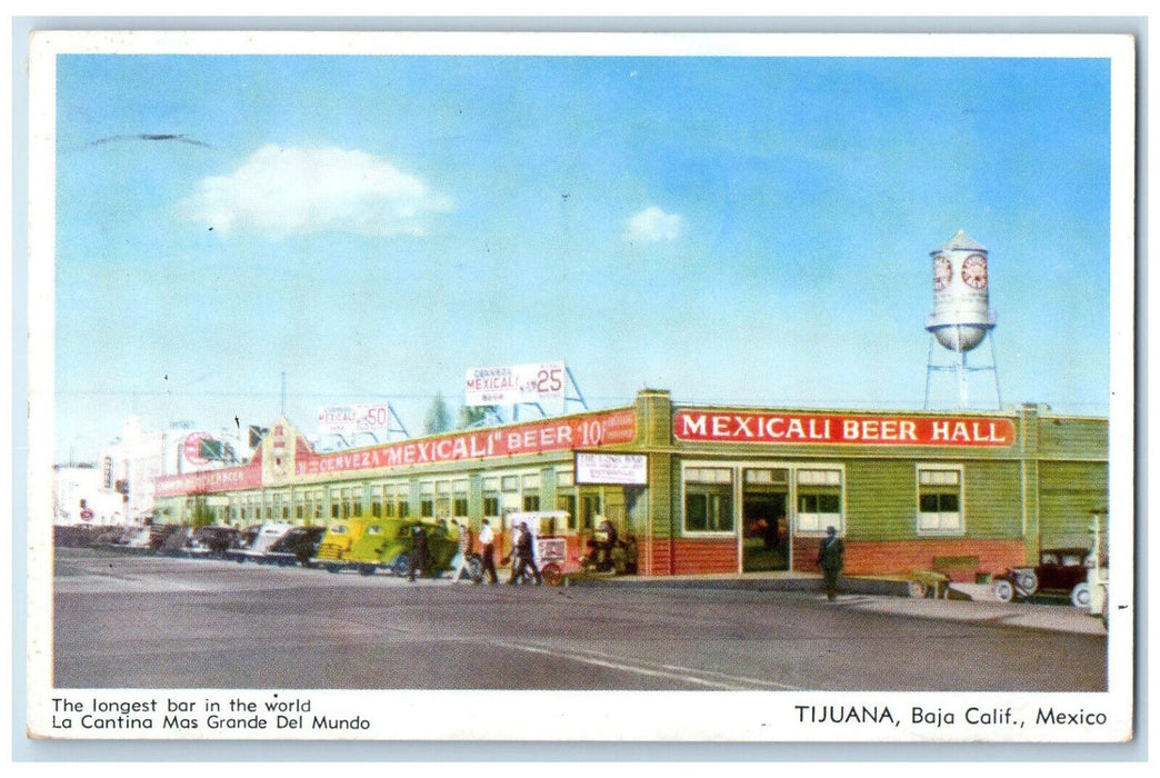 1949 Mexicali Beer Hall Tijuana Baja California Mexico Posted Postcard