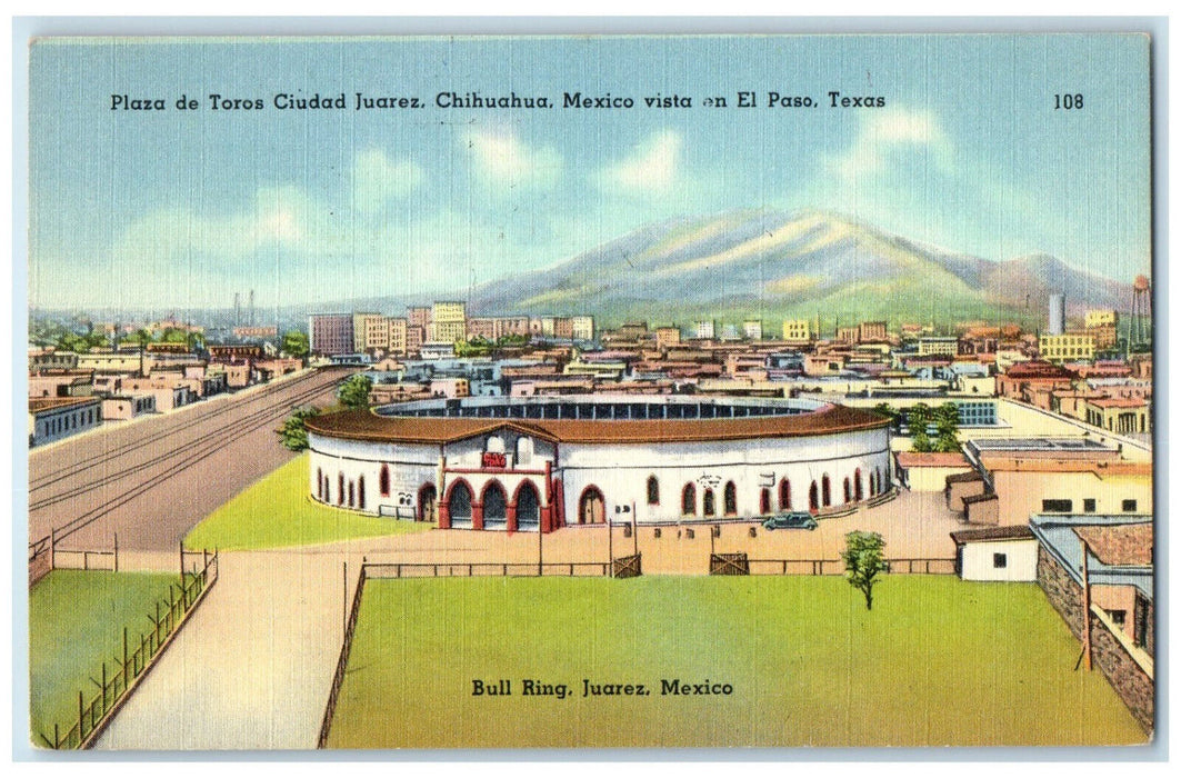 c1930's Buildings Near Bull Ring Ciudad Juarez Chihuahua Mexico Postcard