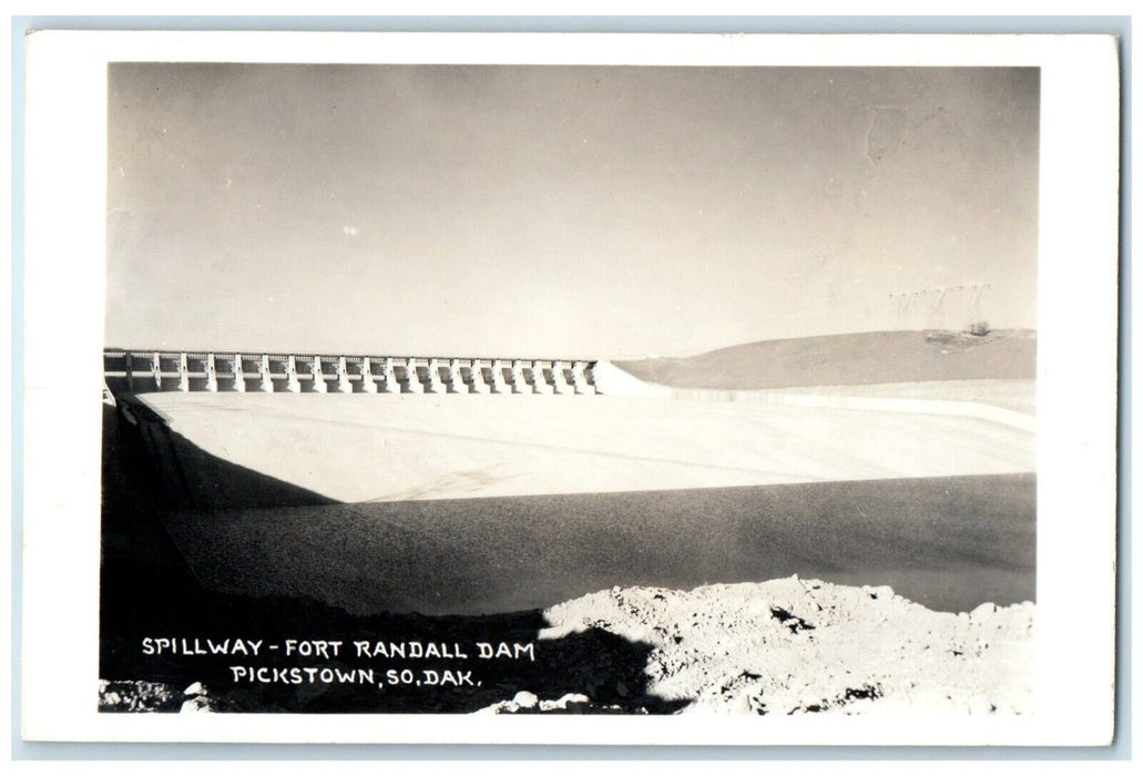 c1940's Spillway Fort Randall Dam Pickstown South Dakota SD RPPC Photo Postcard