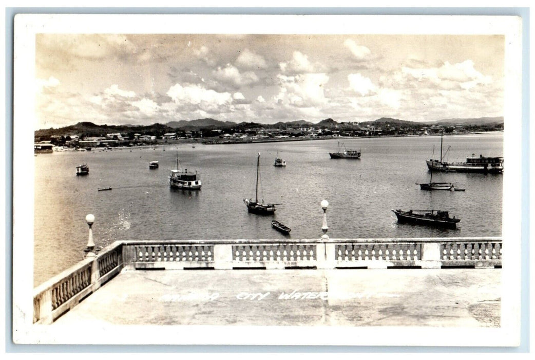 c1940's View Of Panama City Waterfront Boats RPPC Photo Vintage Postcard