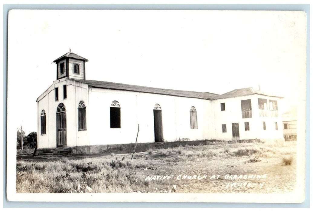 c1930's Native Church At Garachine Panama RPPC Photo Unposted Vintage Postcard