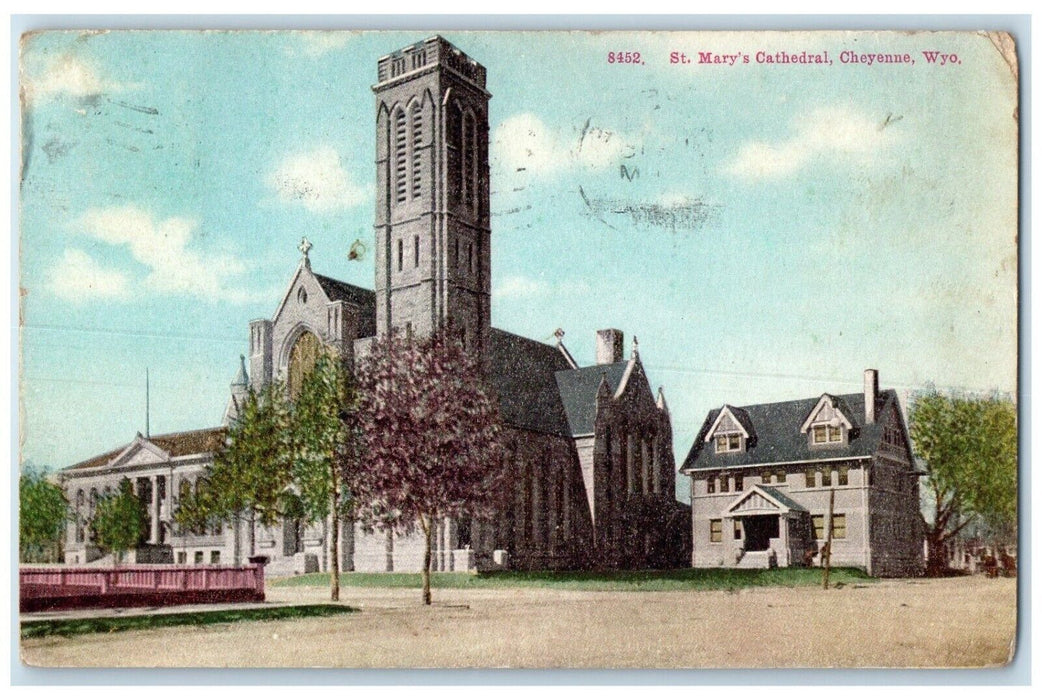 1912 Exterior View St Mary Cathedral Building Cheyenne Wyoming Vintage Postcard