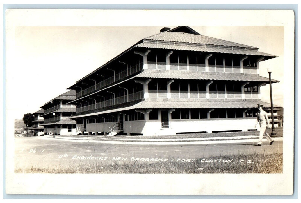 c1940's Engineers New Barracks Fort Clayton Panama RPPC Photo Vintage Postcard