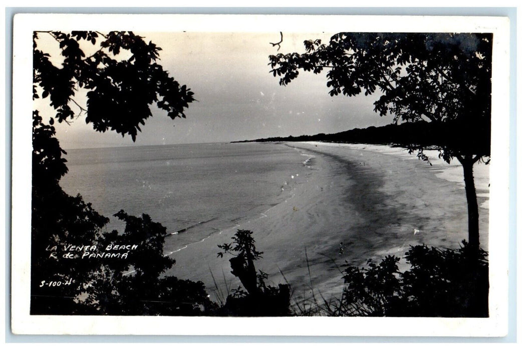 c1940's View Of La Venta Beach R De Panama RPPC Photo Unposted Vintage Postcard