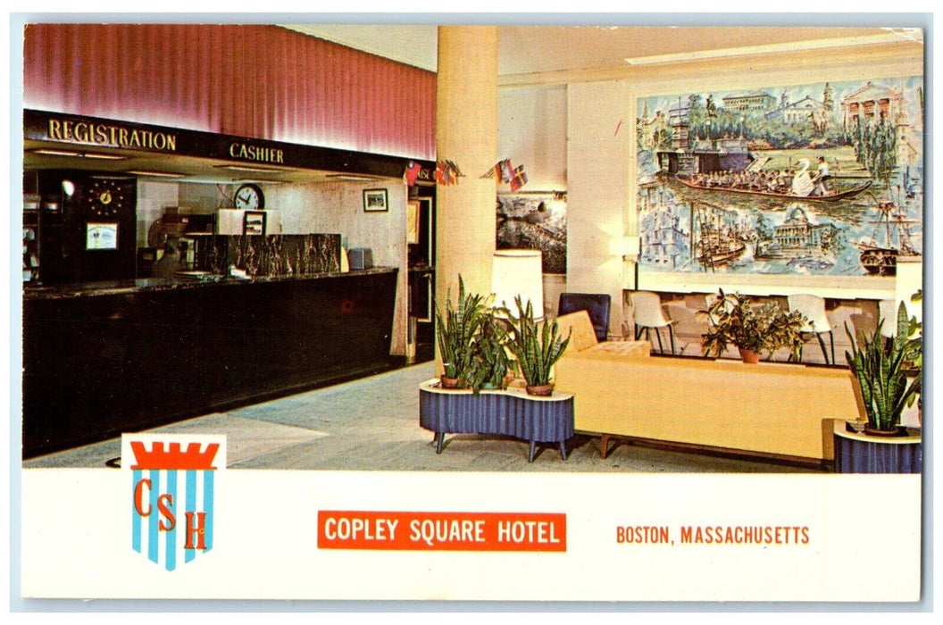 c1950's Copley Square Hotel Interior View Boston Massachusetts MA Postcard