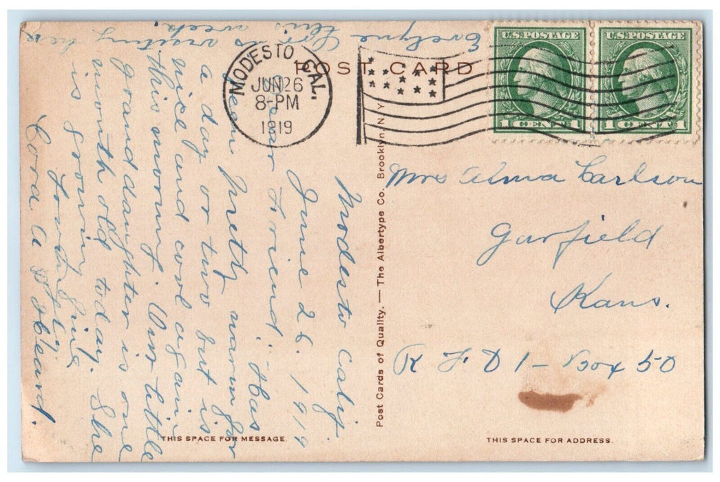1919 Fourteenth Street School Exterior Building Modesto California CA Postcard