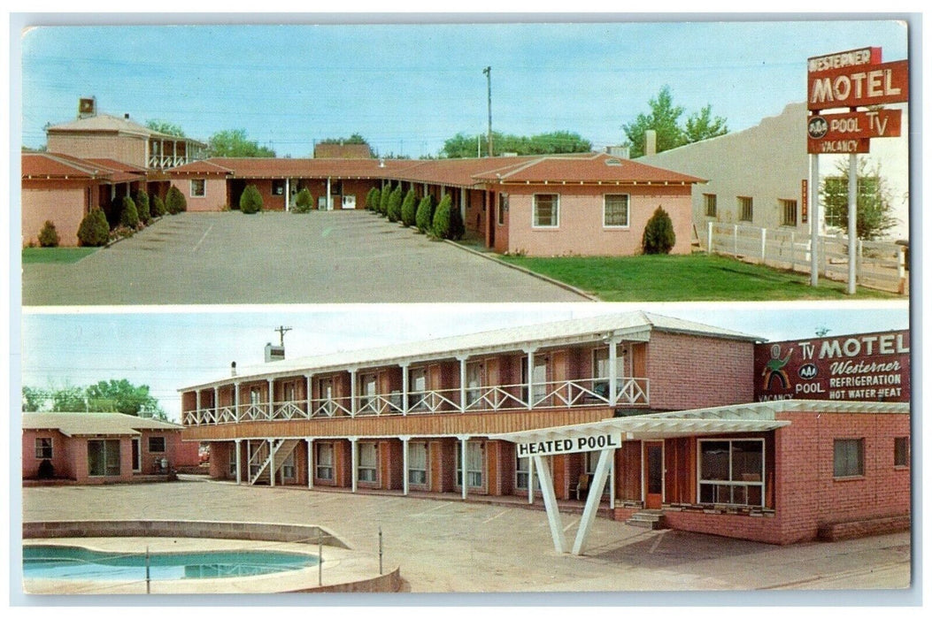 c1950's Westerner Motel And Pool View Winslow Arizona AZ Vintage Postcard