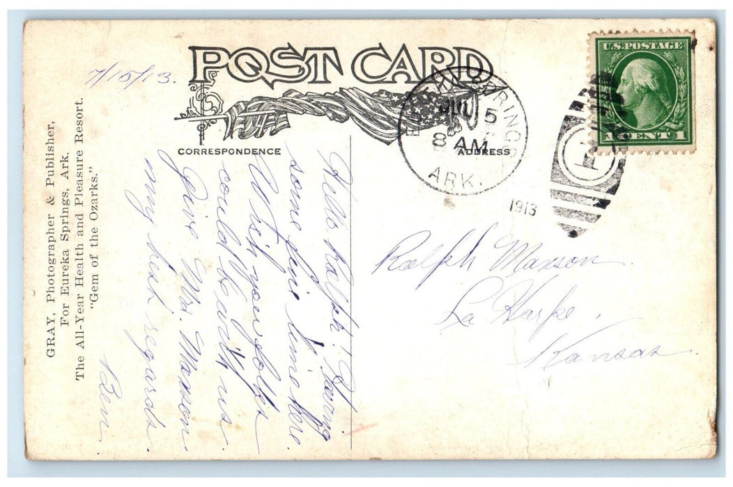 1913 Gateway Ozark Valley Railroad Rocks Eureka Springs Arkansas Posted Postcard