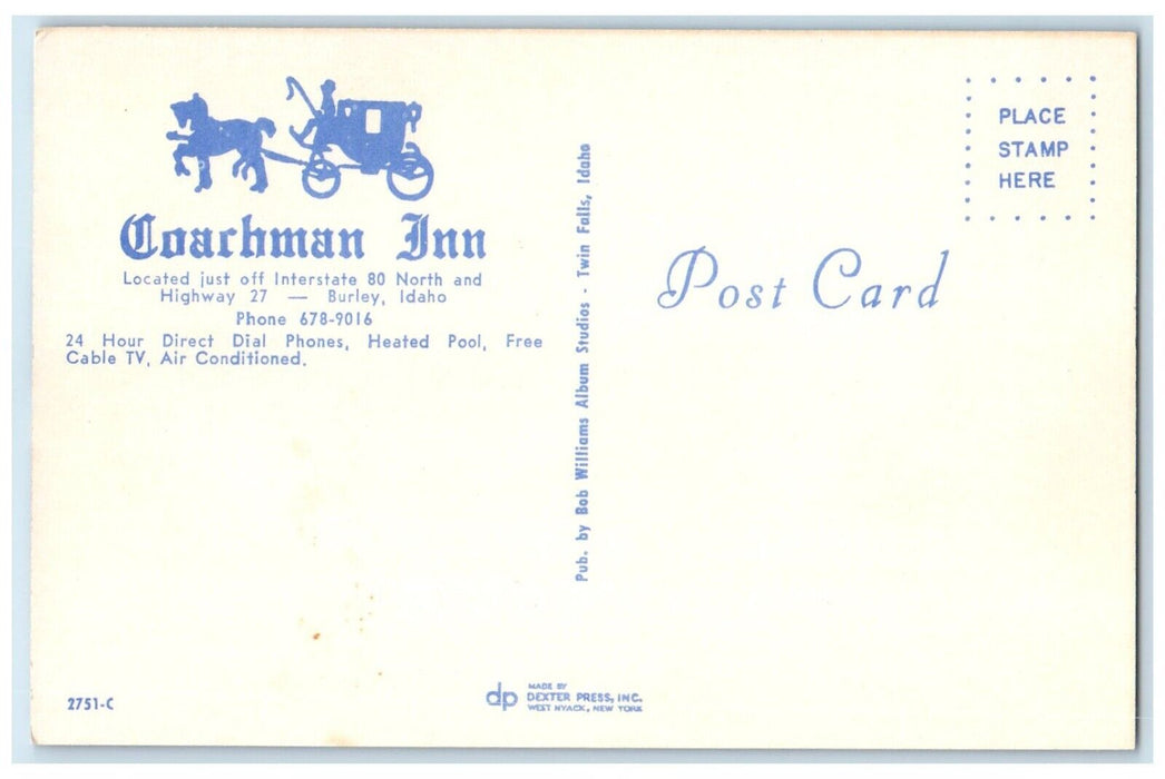 c1960's Coachman Inn Motel Pool Room Burley Idaho ID Multiview Vintage Postcard