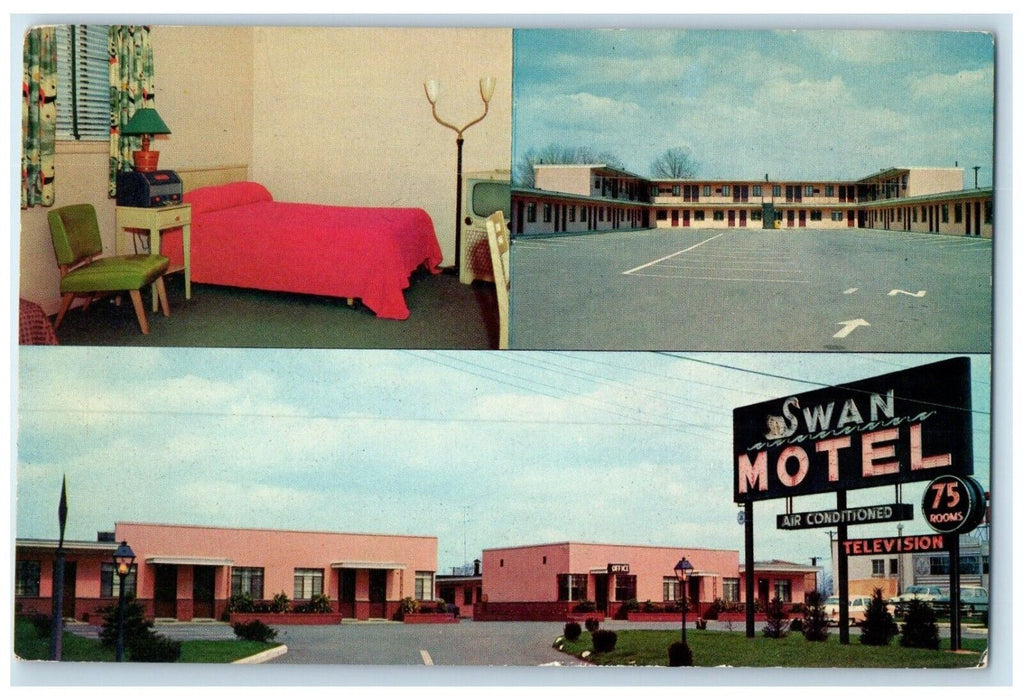 c1950's Swan Motel Roadside Linden New Jersey NJ Multiview Vintage Postcard