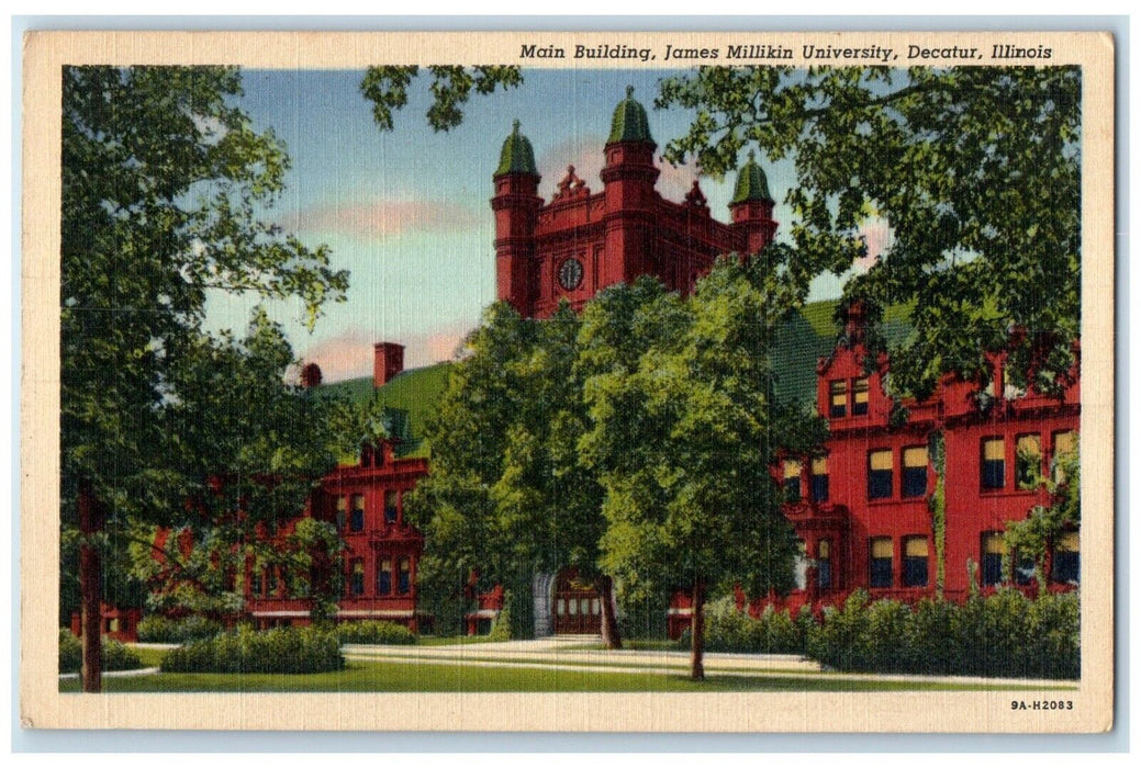 c1940 Main Building James Millikin University Exterior Decatur Illinois Postcard