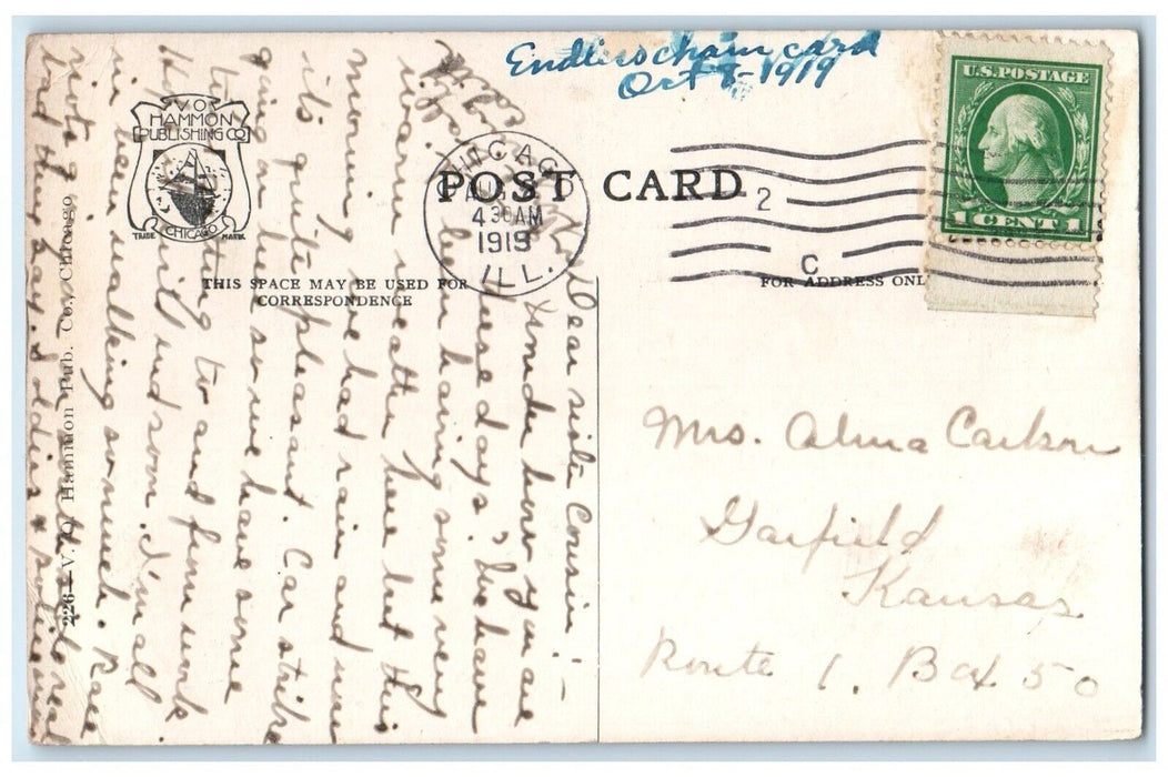 1919 Winter Night Lincoln Park Chicago Clark Street Chicago Illinois IL Postcard